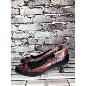 Max Studio Burgundy Red Leather MaryJane Strap High Heels Women’s Sz 9M US/40EU